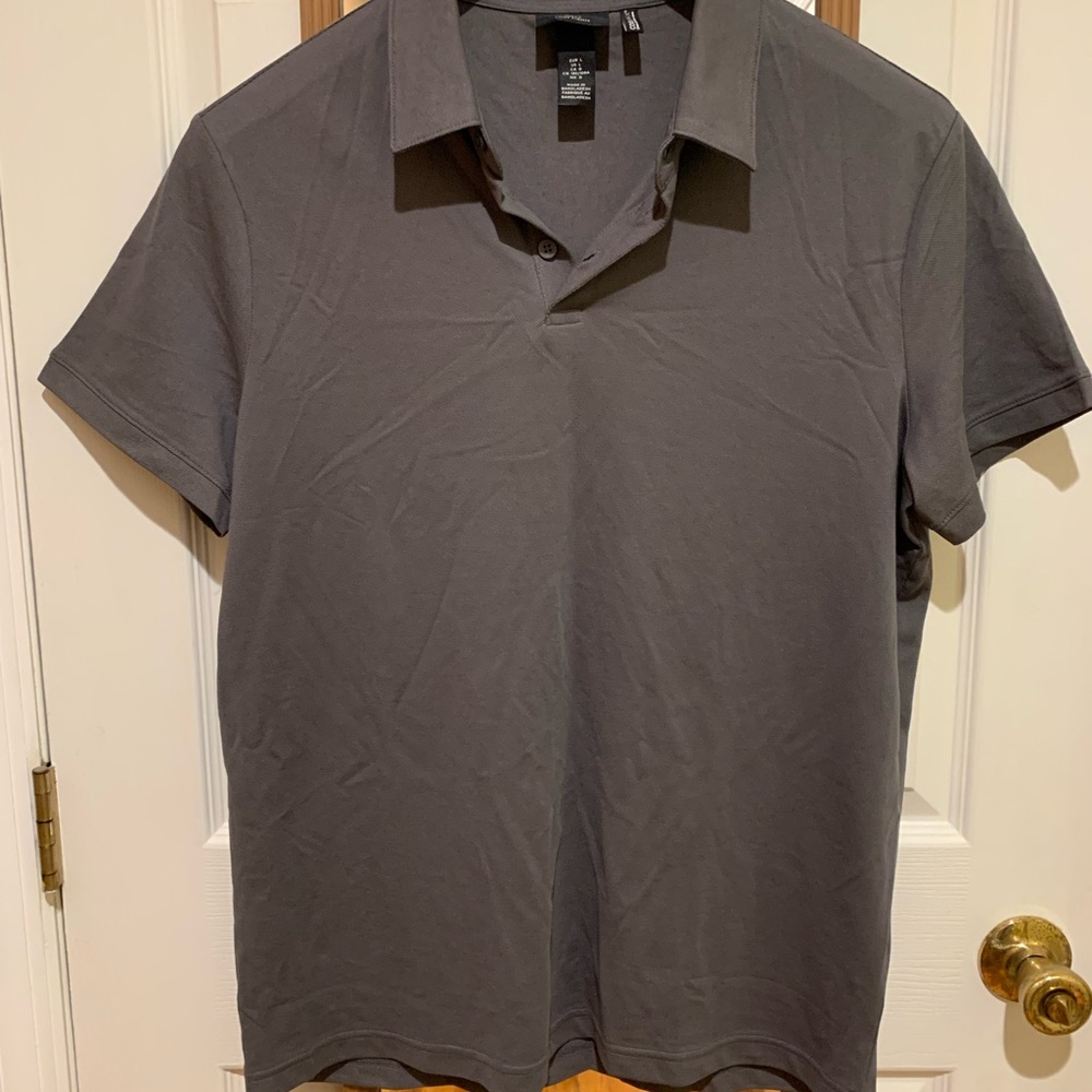H&M Gray Polo Shirt Casual Cotton Blend